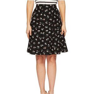 Kate Spade Black Floral Print A-Line Skirt Size 2 Polyester